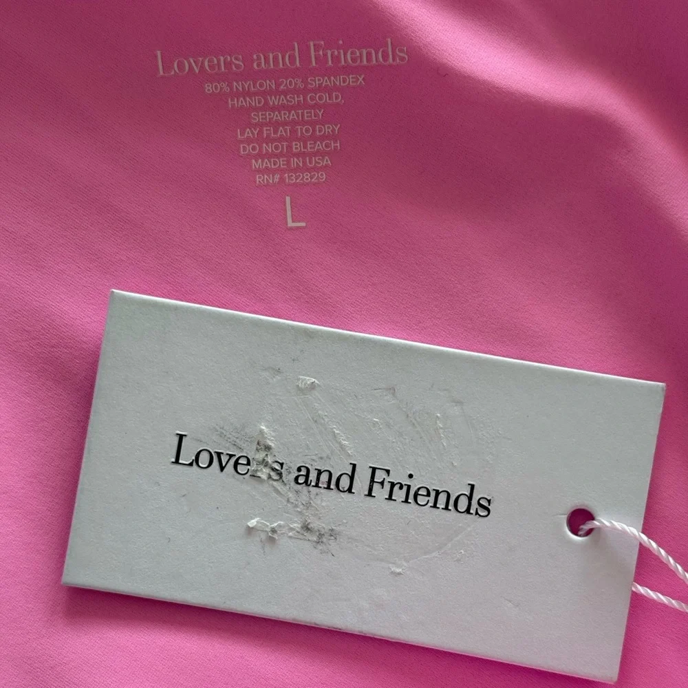 SALE!!! NWT Lovers & Friends Pink Camille One Shoulder Bikini Top Bright Pink - Picture 9 of 9